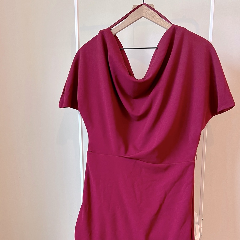 Off-Shoulder Sheath Dress - Magenta